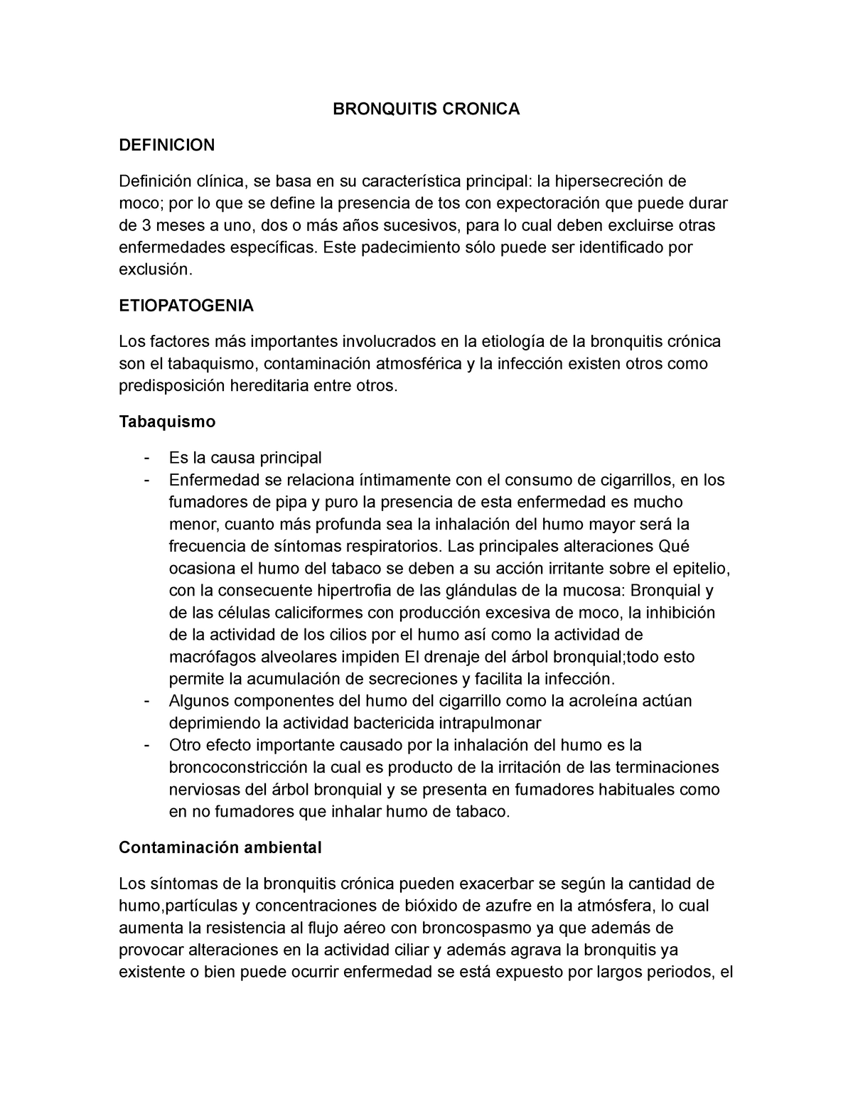 Bronquitis cronica Neumologia Neumology BRONQUITIS CRONICA DEFINICION Definición clínica