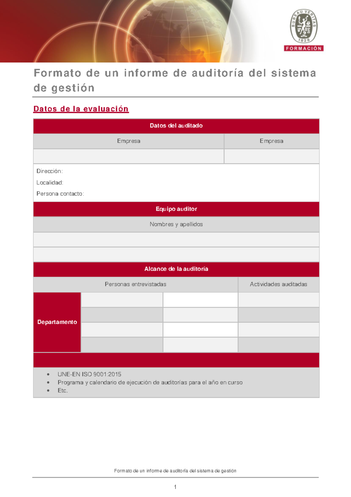 Ejemplo formato informe auditoria - Auditor Interno - Formato de un ...