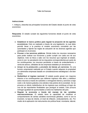 Taller Examen Finanzas Públicas - Iplacex EXAMEN TALLER 3 / Evaluación ...