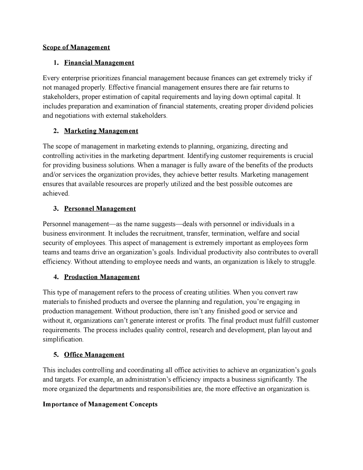 Scope Of Management Concept - Scope Of Management Financial Management ...