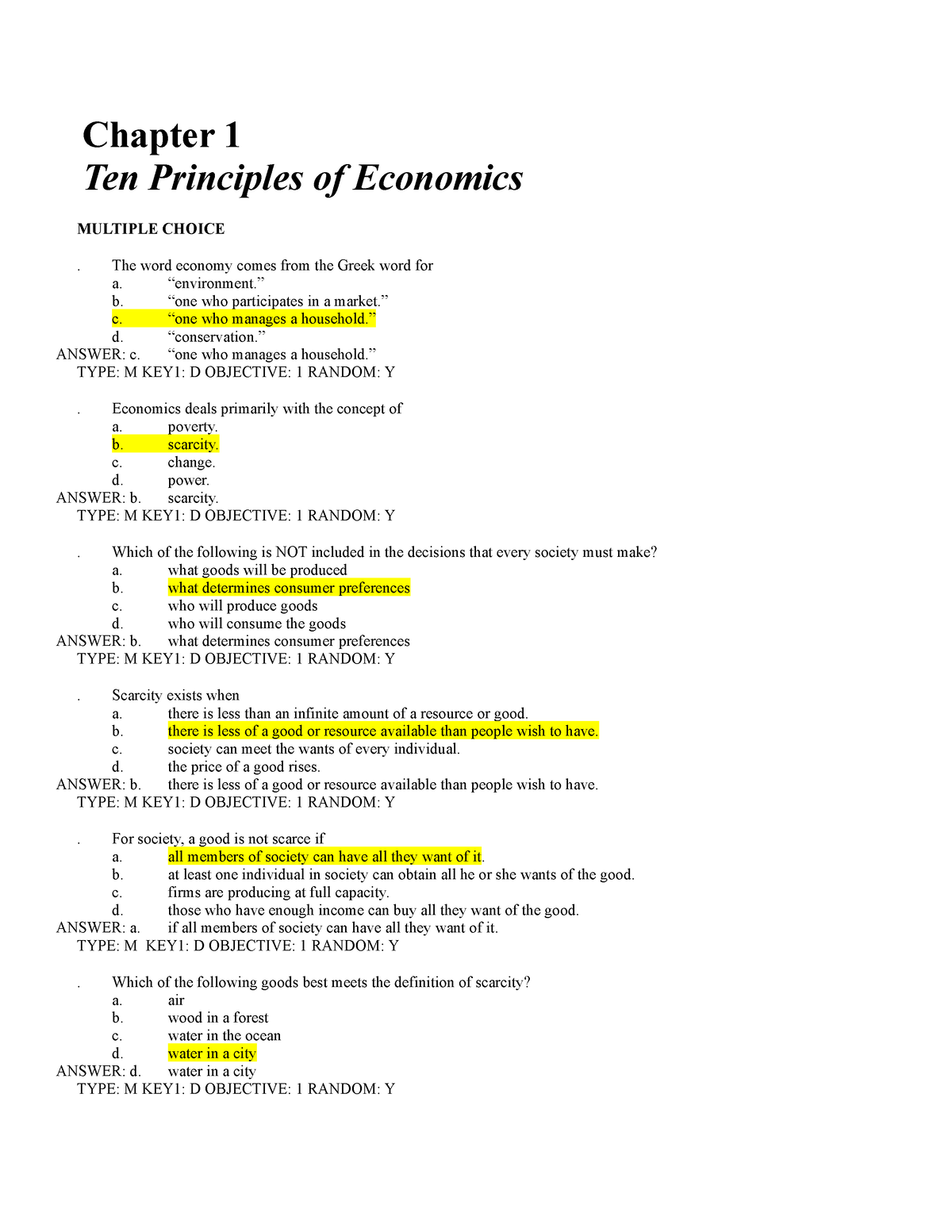 Chapter 1 - Document - Chapter 1 Ten Principles Of Economics MULTIPLE ...