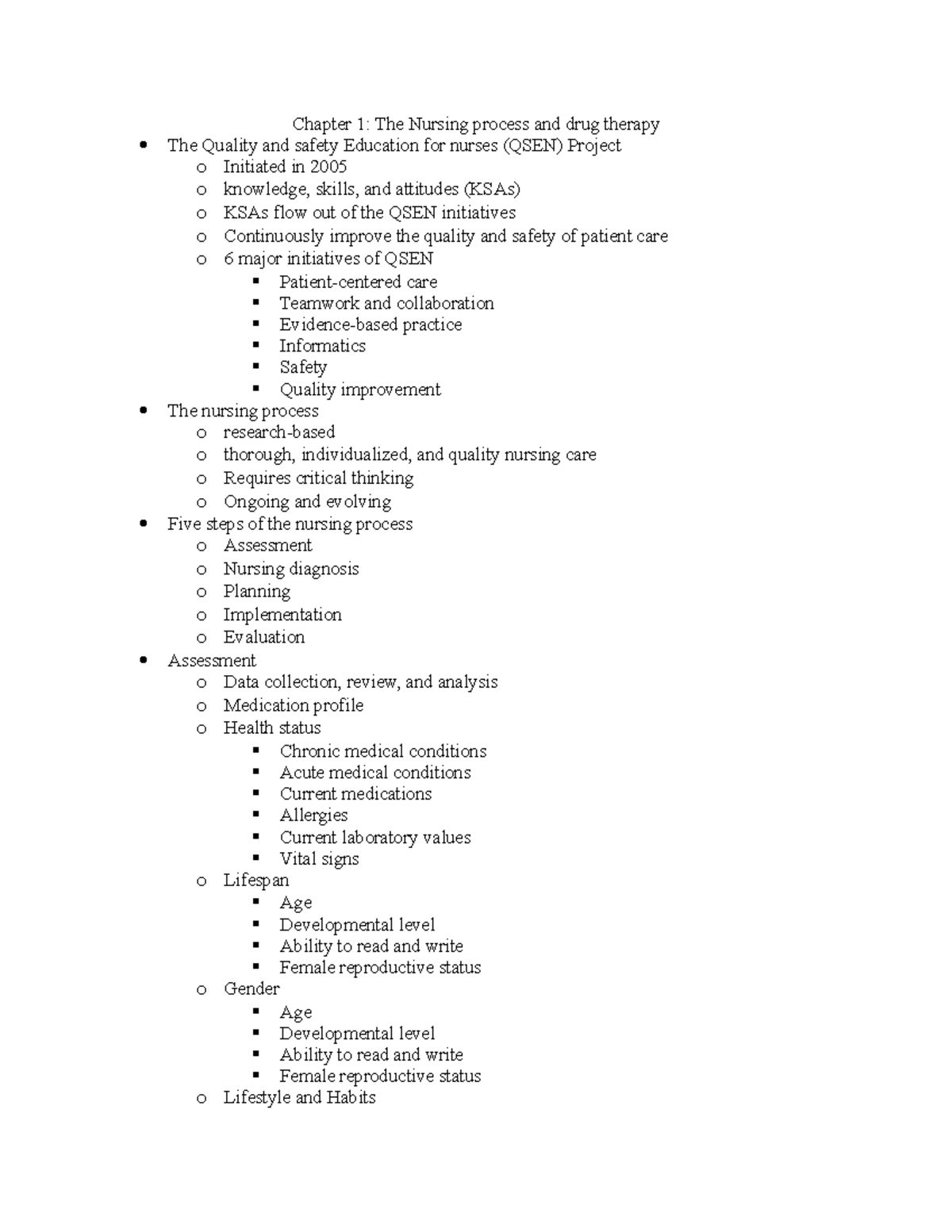 Chapter 1 The Np And Drug Therapy - Chapter 1: The Nursing Process And 