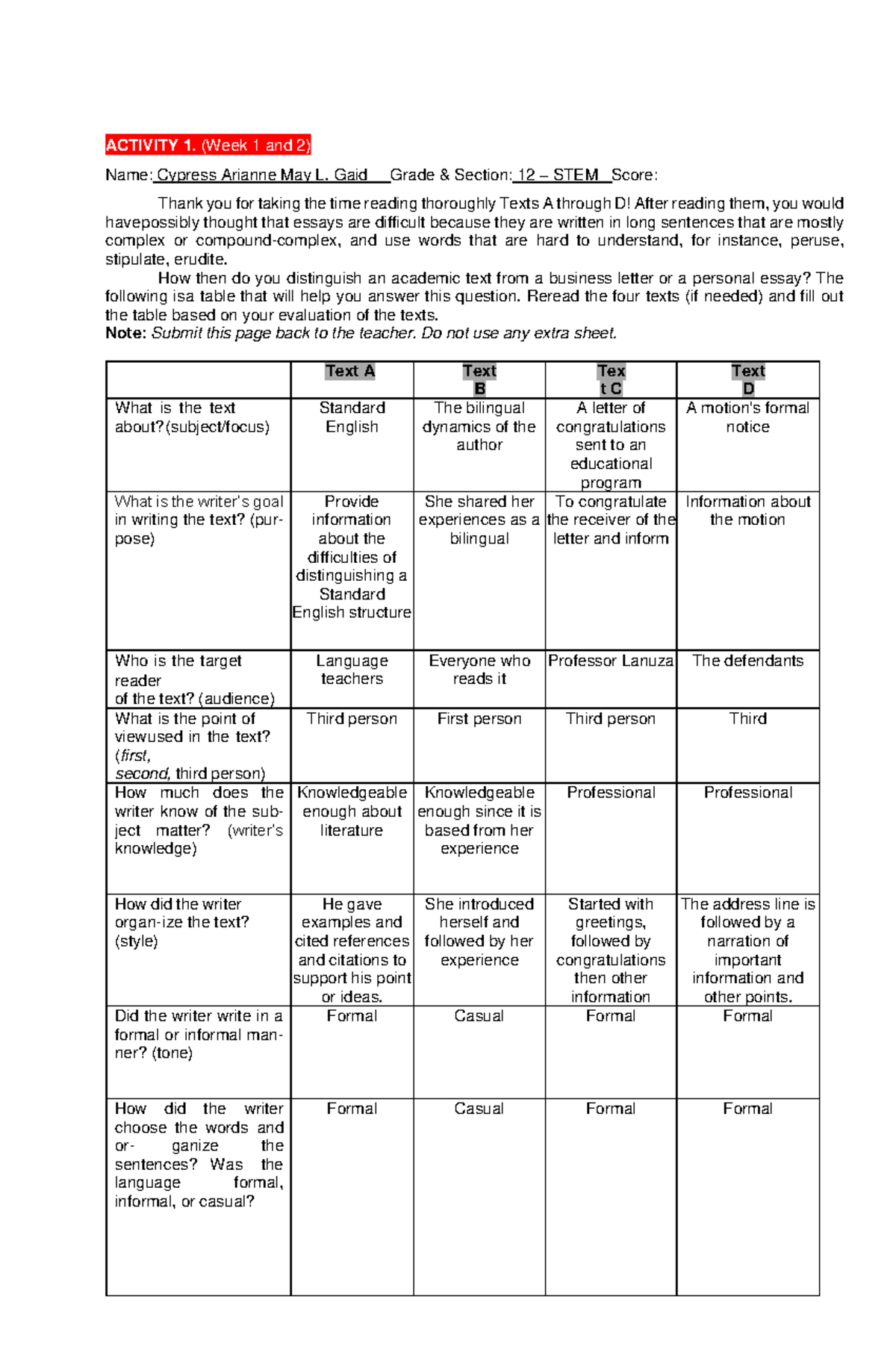 12STEM-English For Academic Purposes Program- Activity 1 - ACTIVITY 1 ...