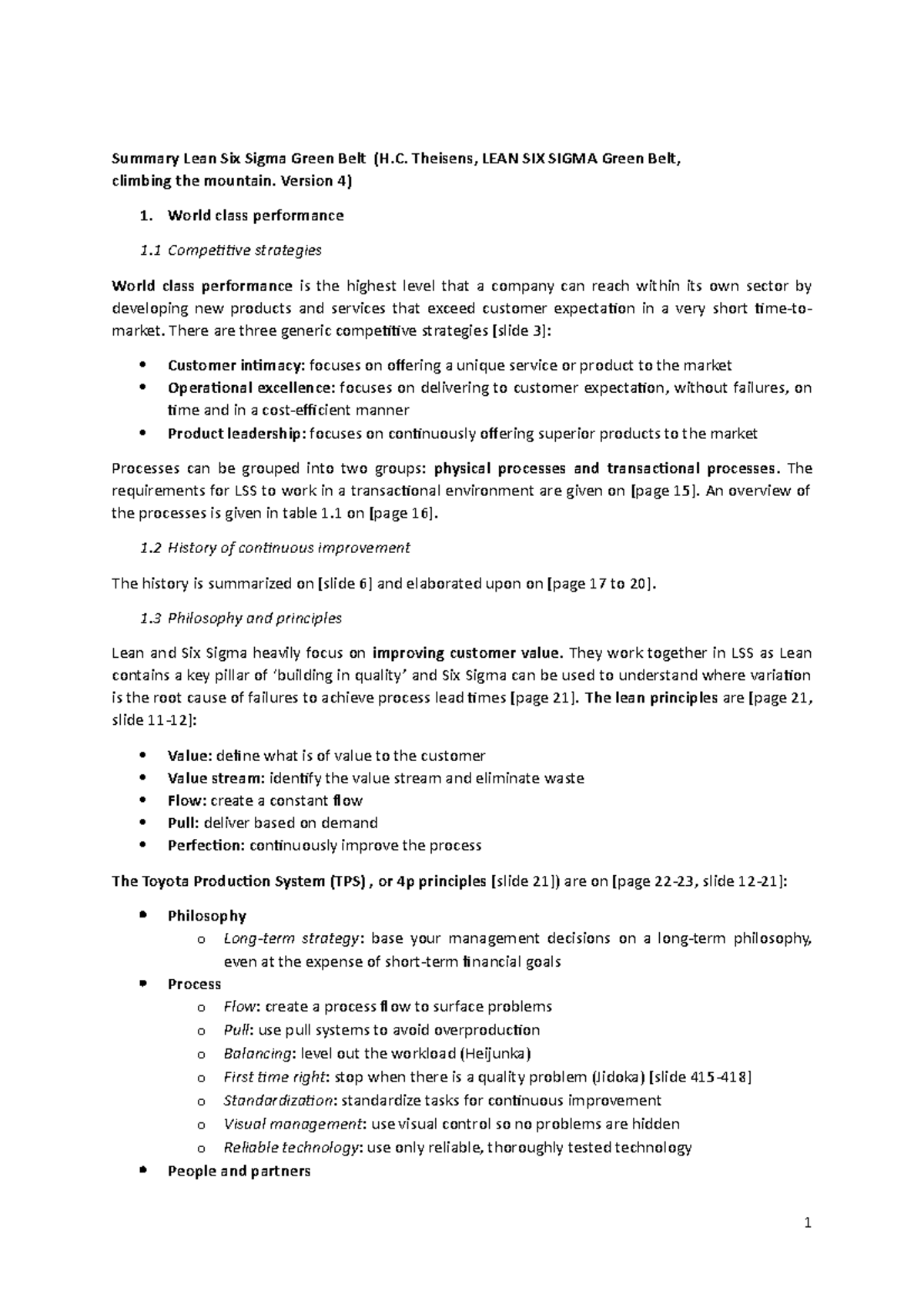 Lean Six Sigma Green belt Theisens, LEAN SIX SIGMA Green Belt