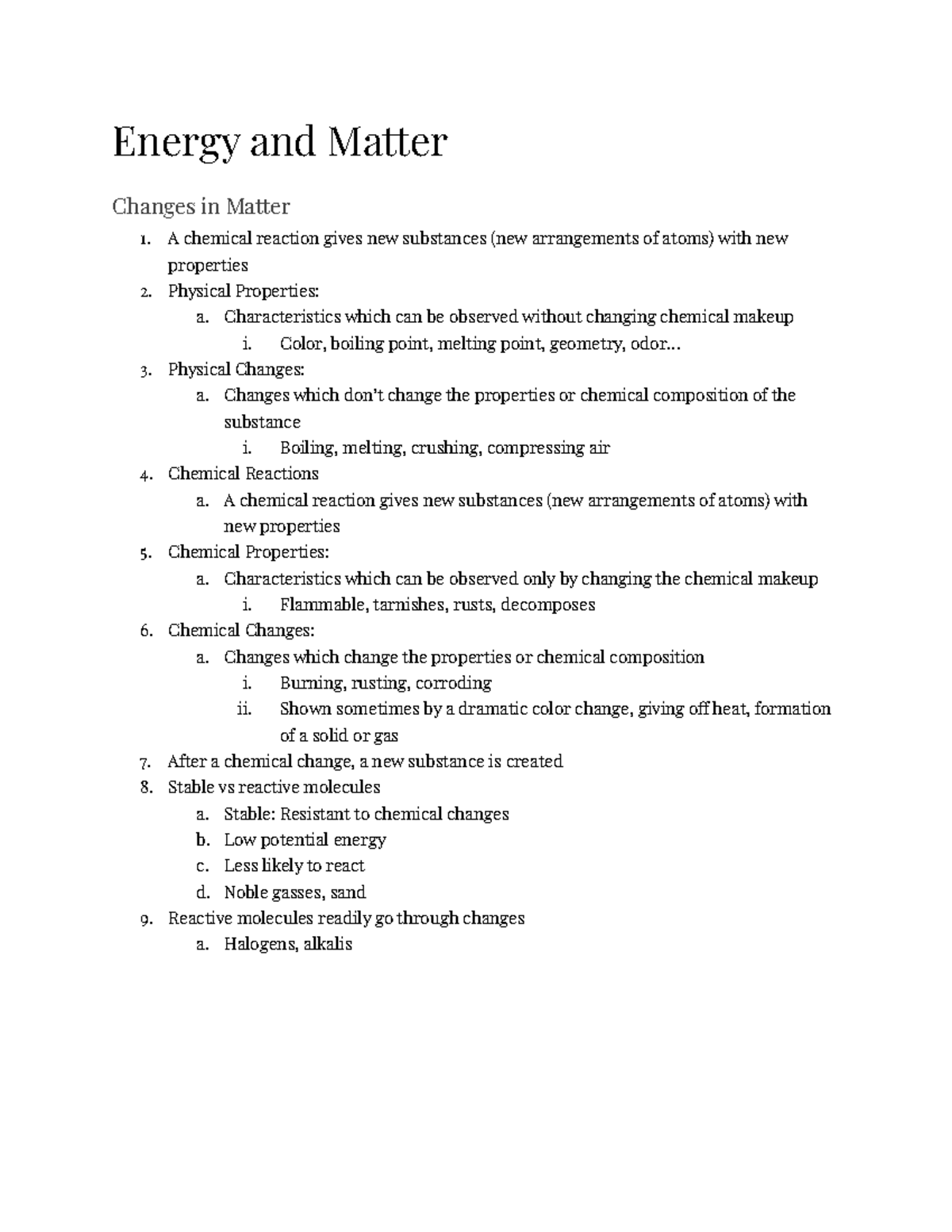 Energy and Matter Craig McClure Energy and Matter Changes in Matter
