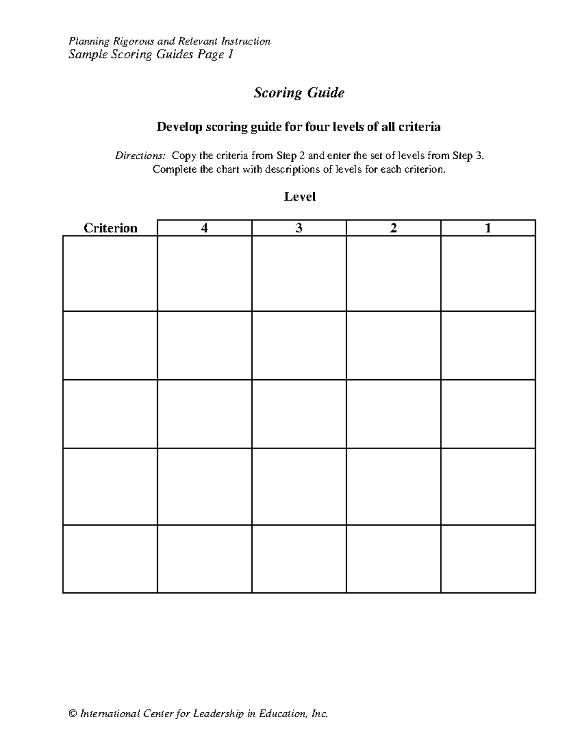 Rubrics - Sample Scoring Guides Page 1 Scoring Guide Develop scoring ...