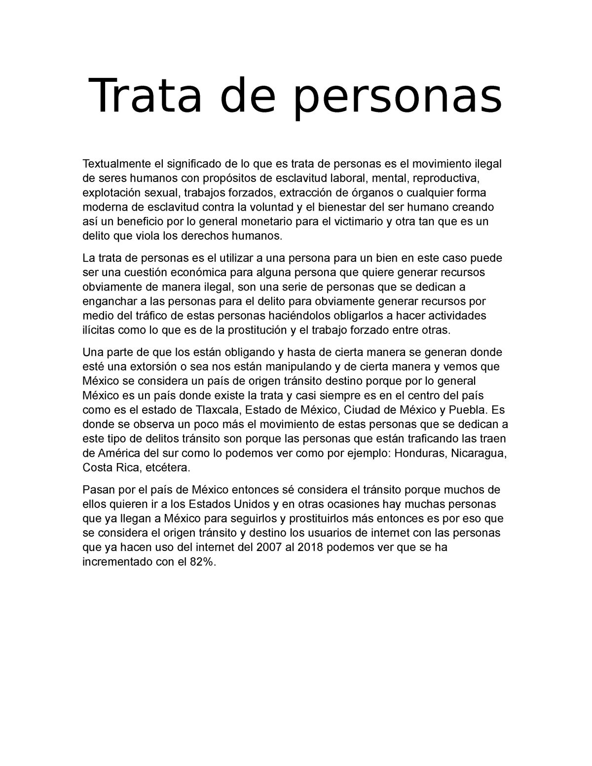 Trata De Personas La Trata De Personas Es El Utilizar A Una Persona Para Un Bien En Este Caso 3168