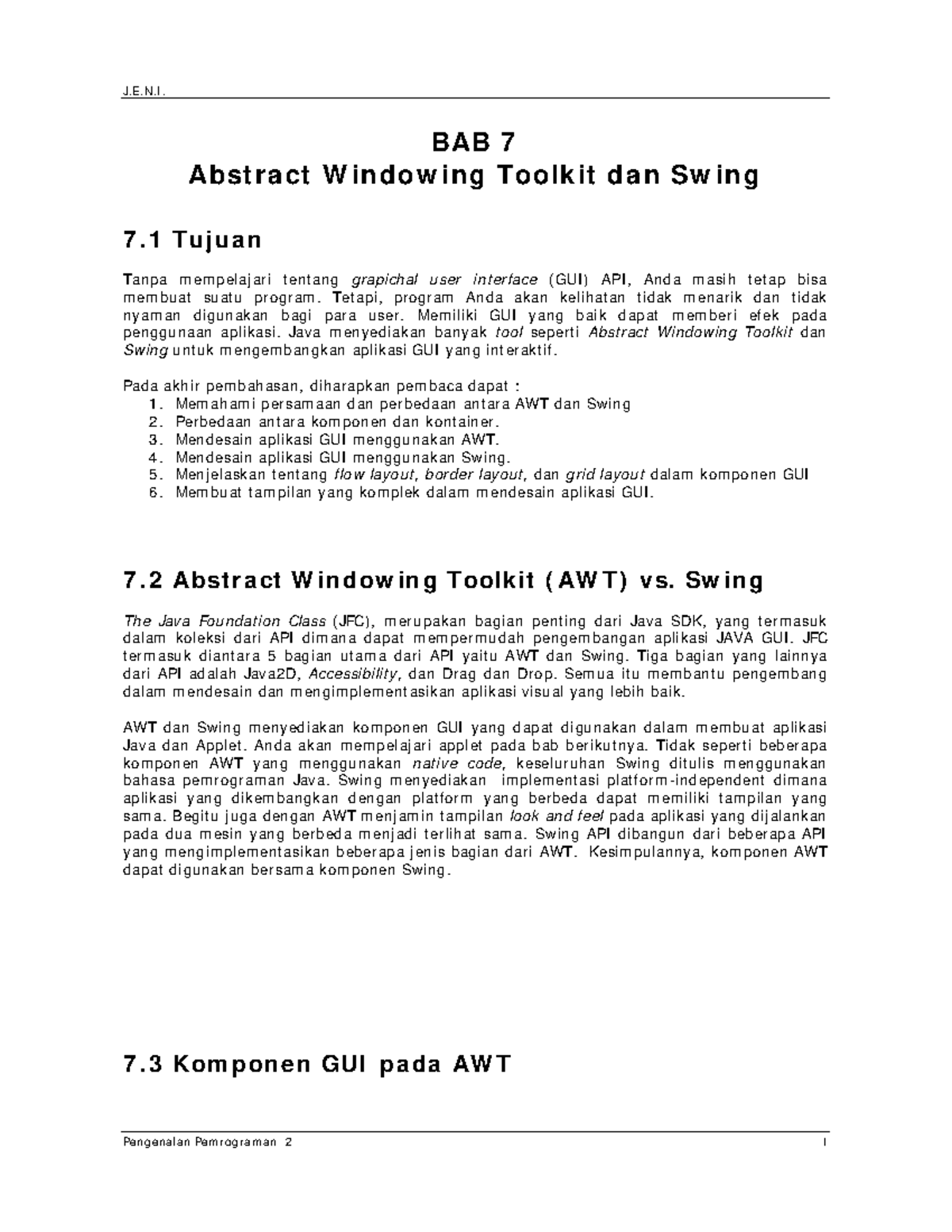 JENI-Intro 2-Bab07-Abstract Windowing Toolkit Dan Swing - BAB 7 Abst R ...