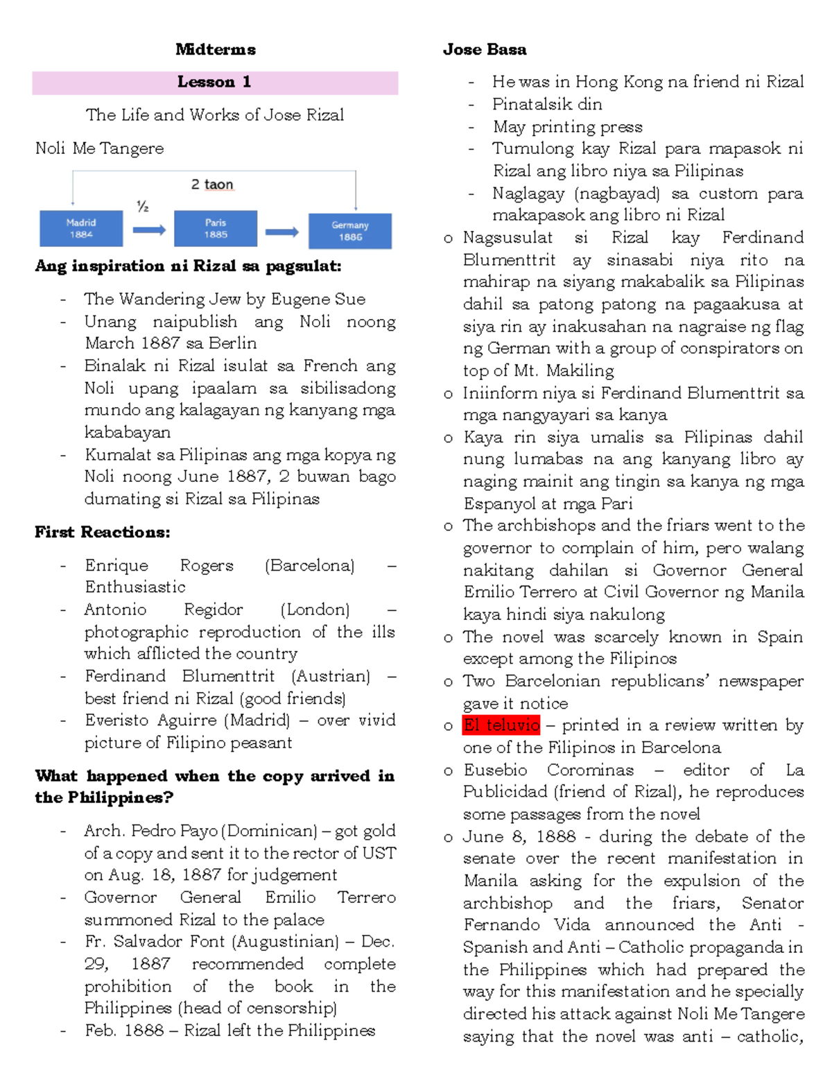 The Life and Works of Jose Rizal midterms - Midterms Lesson 1 The Life ...