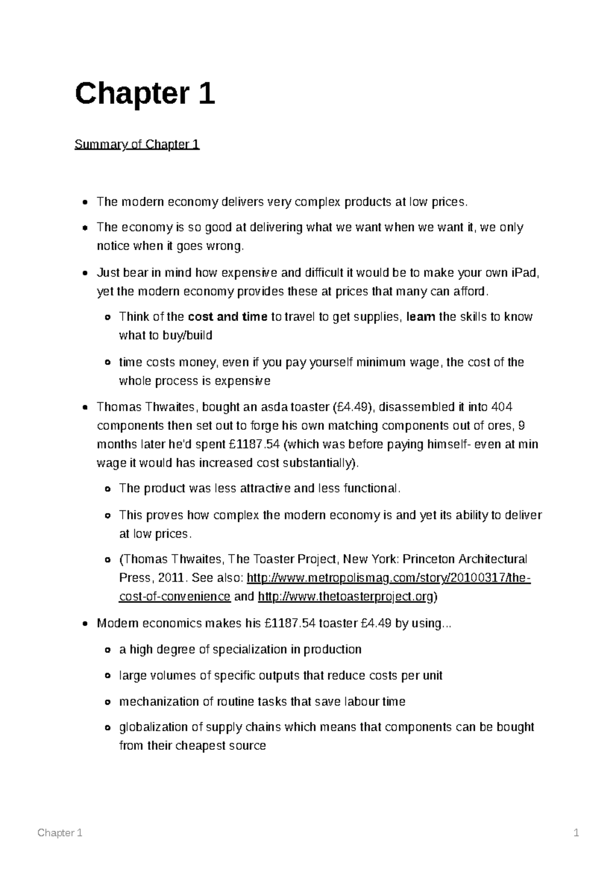 Lipsey and Chrystal, Economics 14th Edition Chapter 1 Summary of