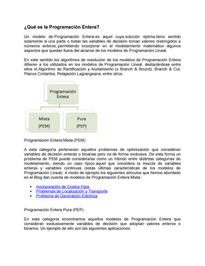 Programacion entera - es la Entera? Un modelo de Entera es aquel cuya tiene  sentido solamente si una - Studocu