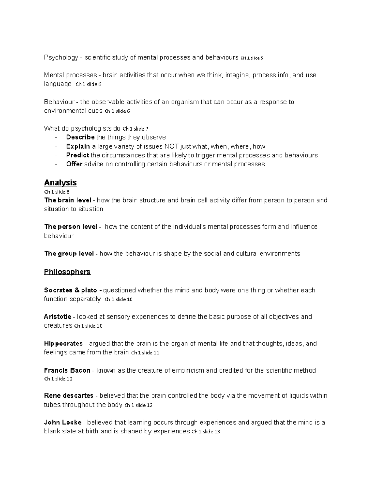 Psych Midterm 1 Notes - Psychology - Scientific Study Of Mental ...