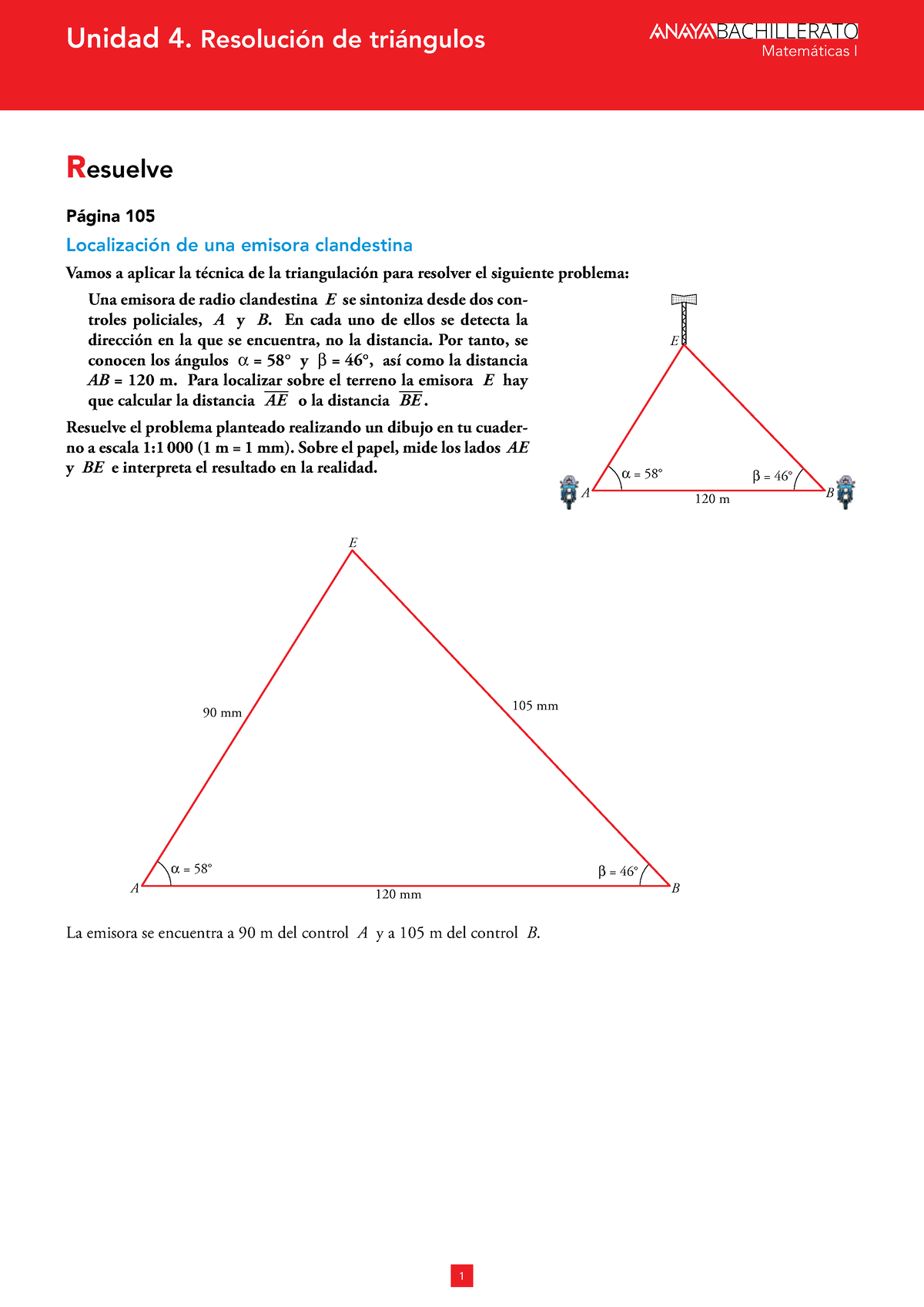 Matematicas I Anaya 1o BACH Tema 4 Resolucion De Triangulos - Unidad 4 ...