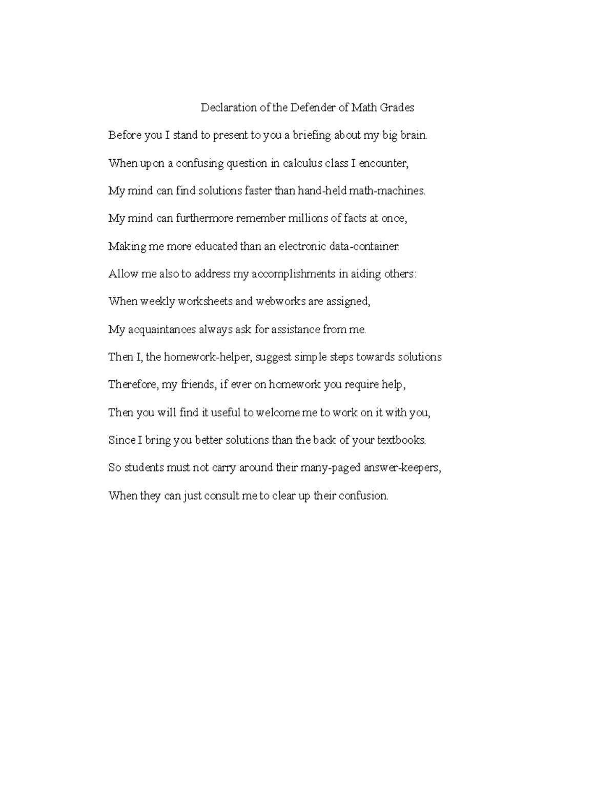 Mead Hall Boast T T Class Notes and Ideas Declaration of the