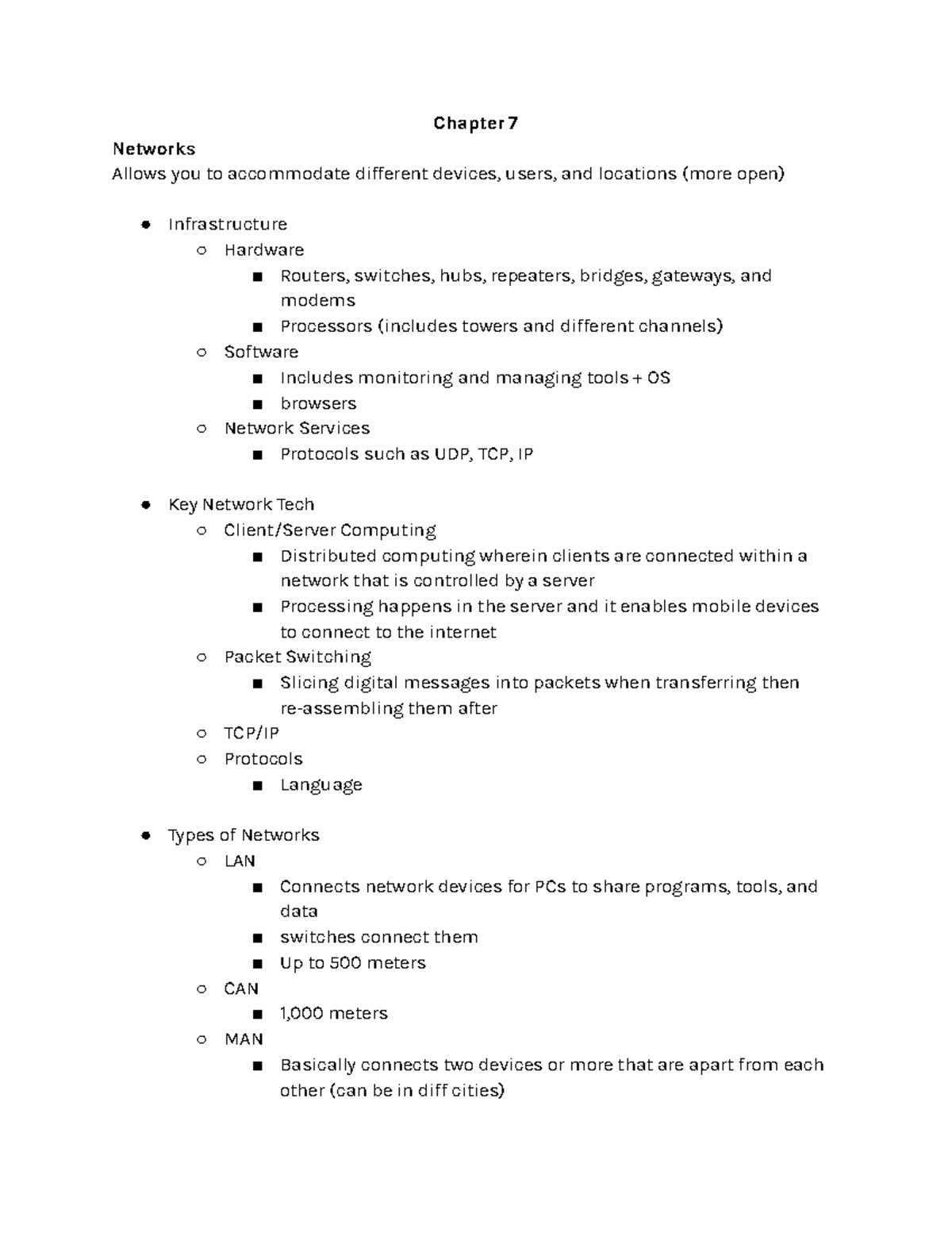 MSYS 20 Chapter 7: Networks - Chapter 7 Networks Allows you to ...