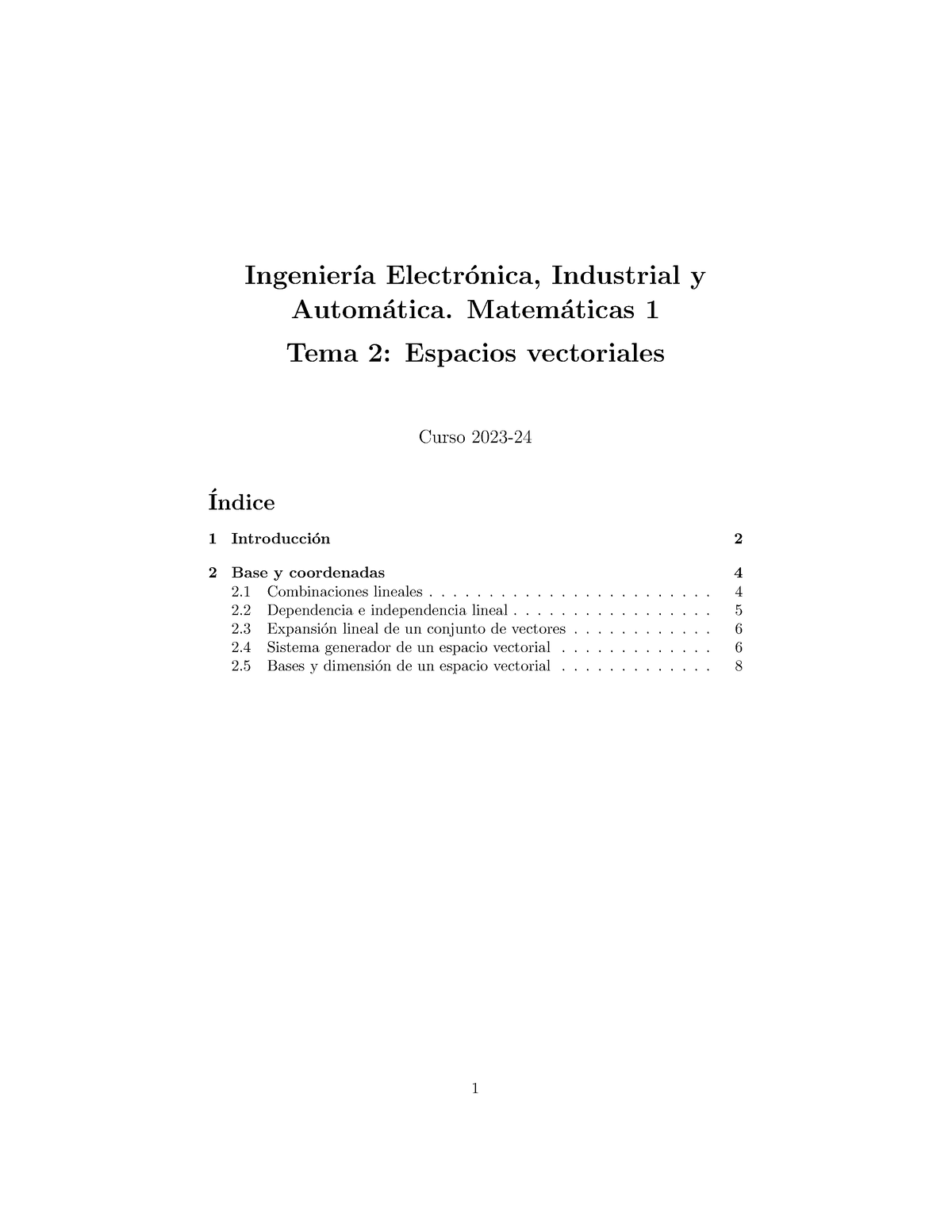 Algebra IEIA 23-24 (tema 2)-1 - Ingenier ́ıa Electr ́onica, Industrial ...