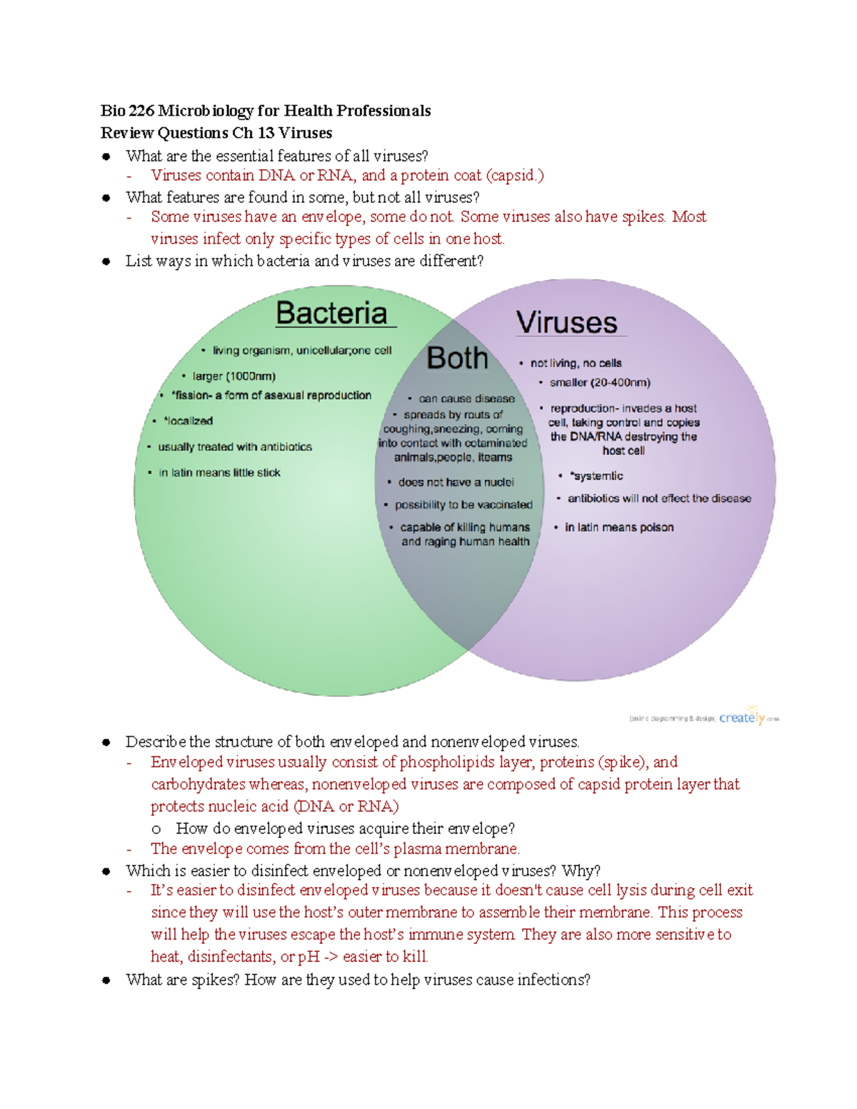Chapter 13- Viruses - Google Docs - Bio 226 Microbiology for Health ...