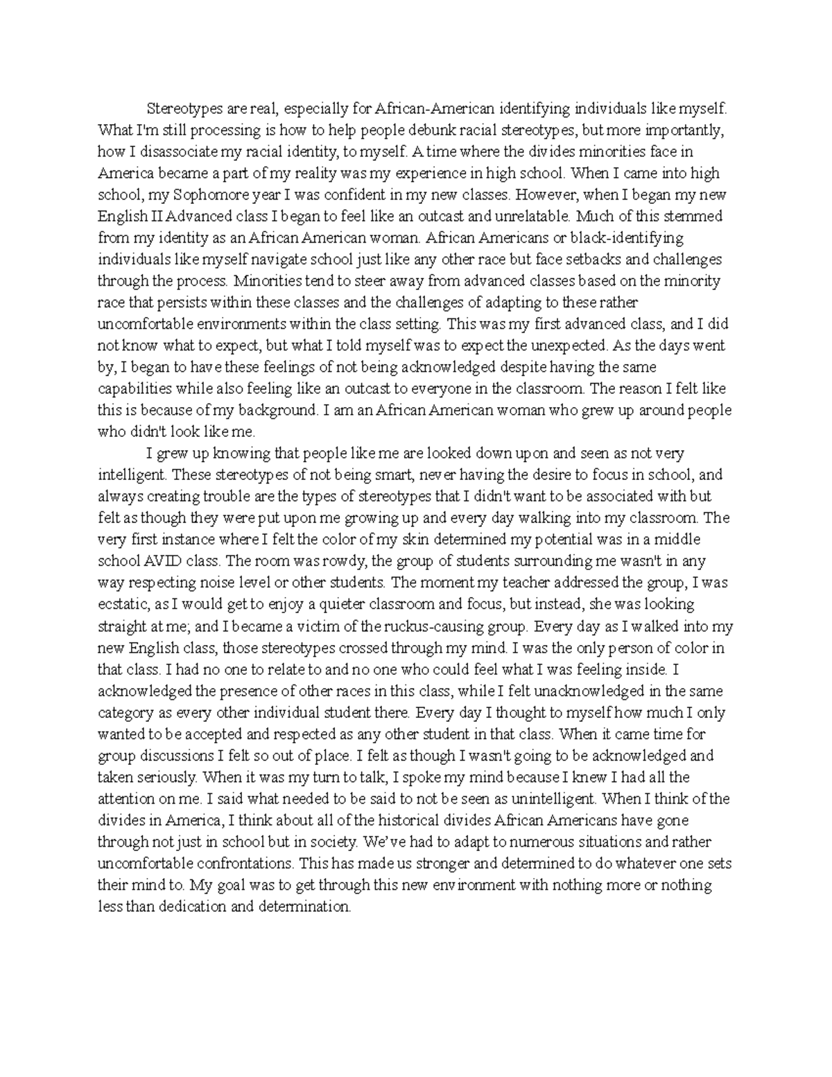 FRS Term Paper - FRS - Stereotypes are real, especially for African ...