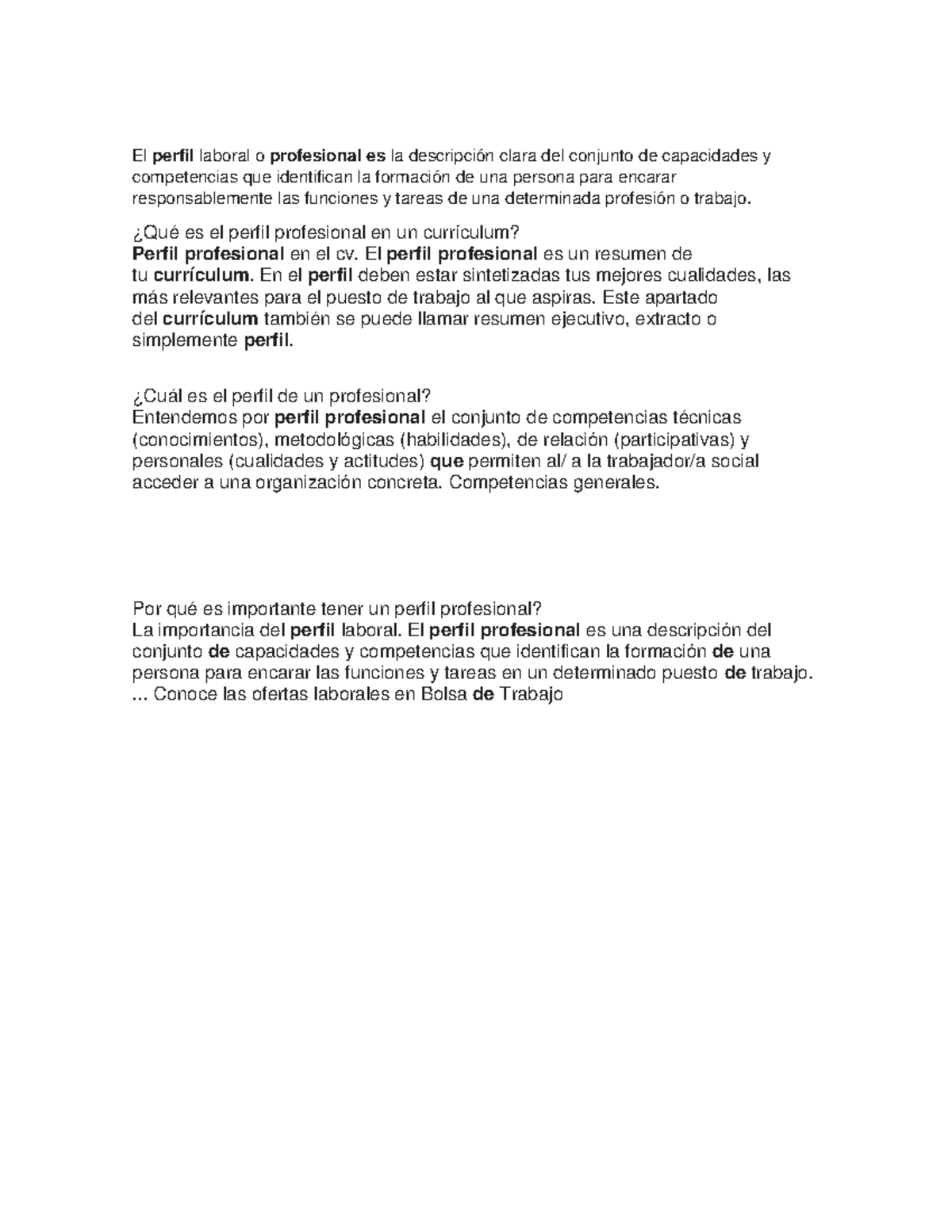 Perfil Profesional Abril 3 2020 - El perfil laboral o profesional es la ...