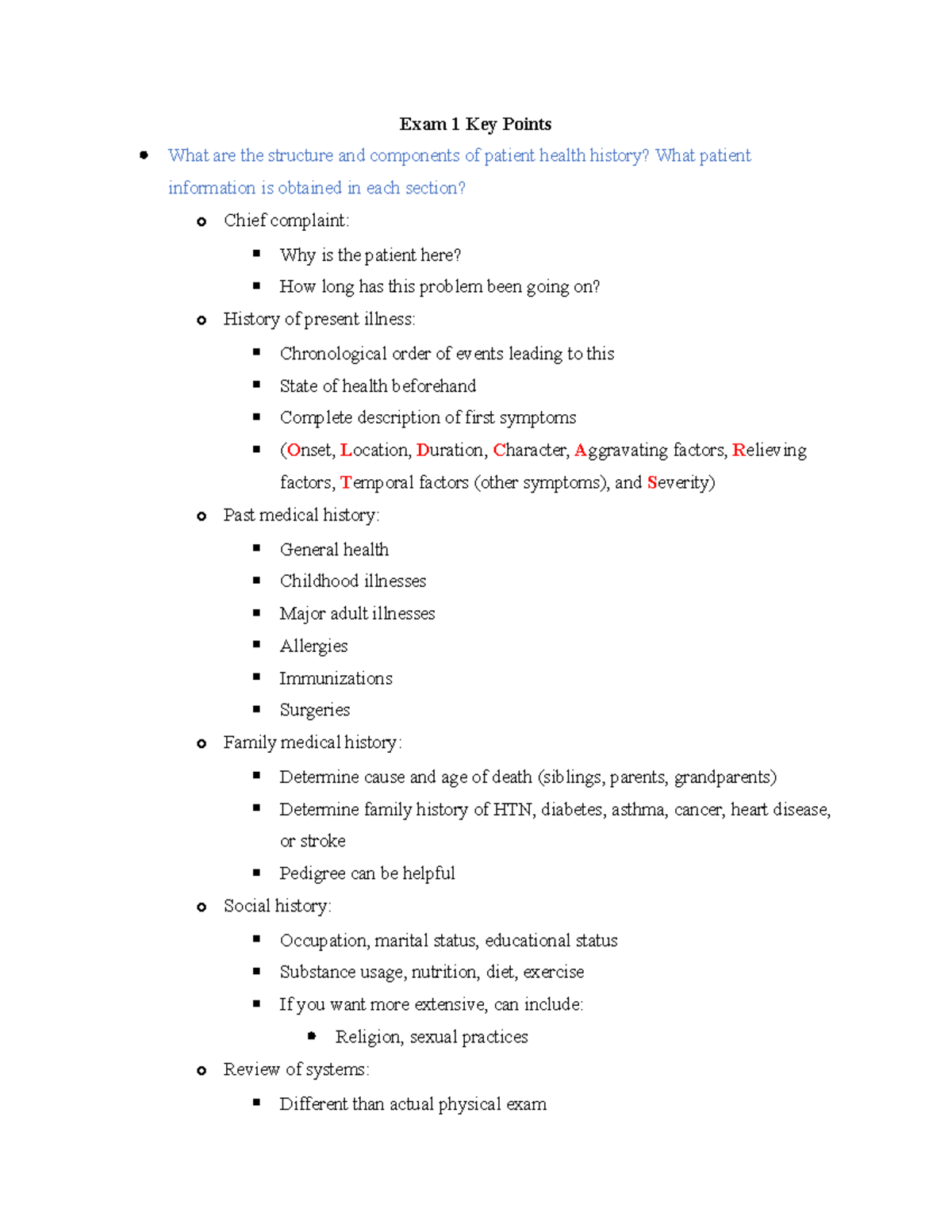 Exam 1 Key Points Exam 1 Key Points What are the structure and