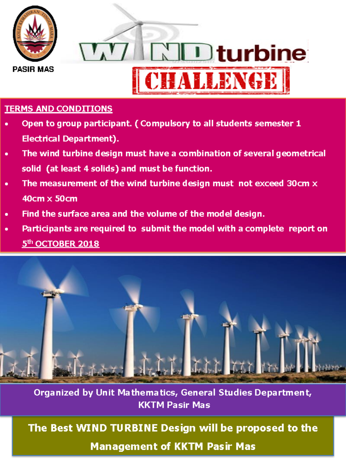 Assignment Wind Turbine Design The Best WIND TURBINE Design will be