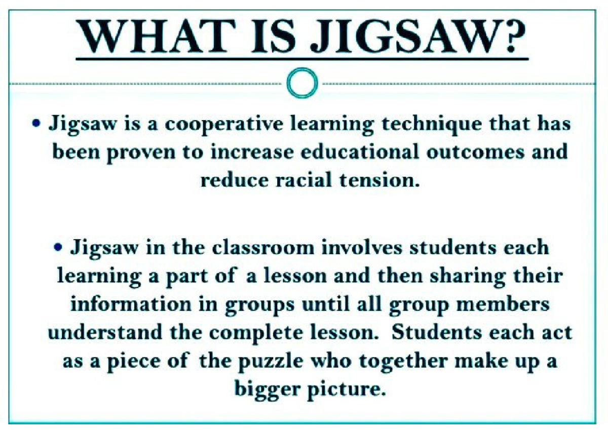Jigsaw Technique Good notes Health and Physical Education Studocu