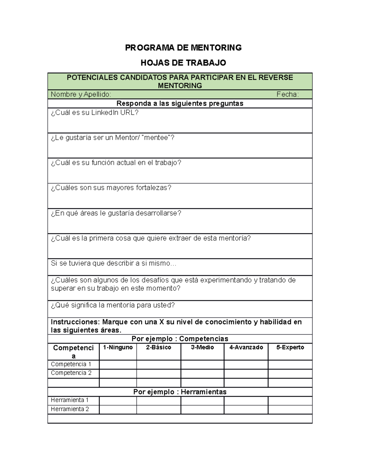 Programa DE Mentoring - Formaciòn de lideres - PROGRAMA DE MENTORING ...