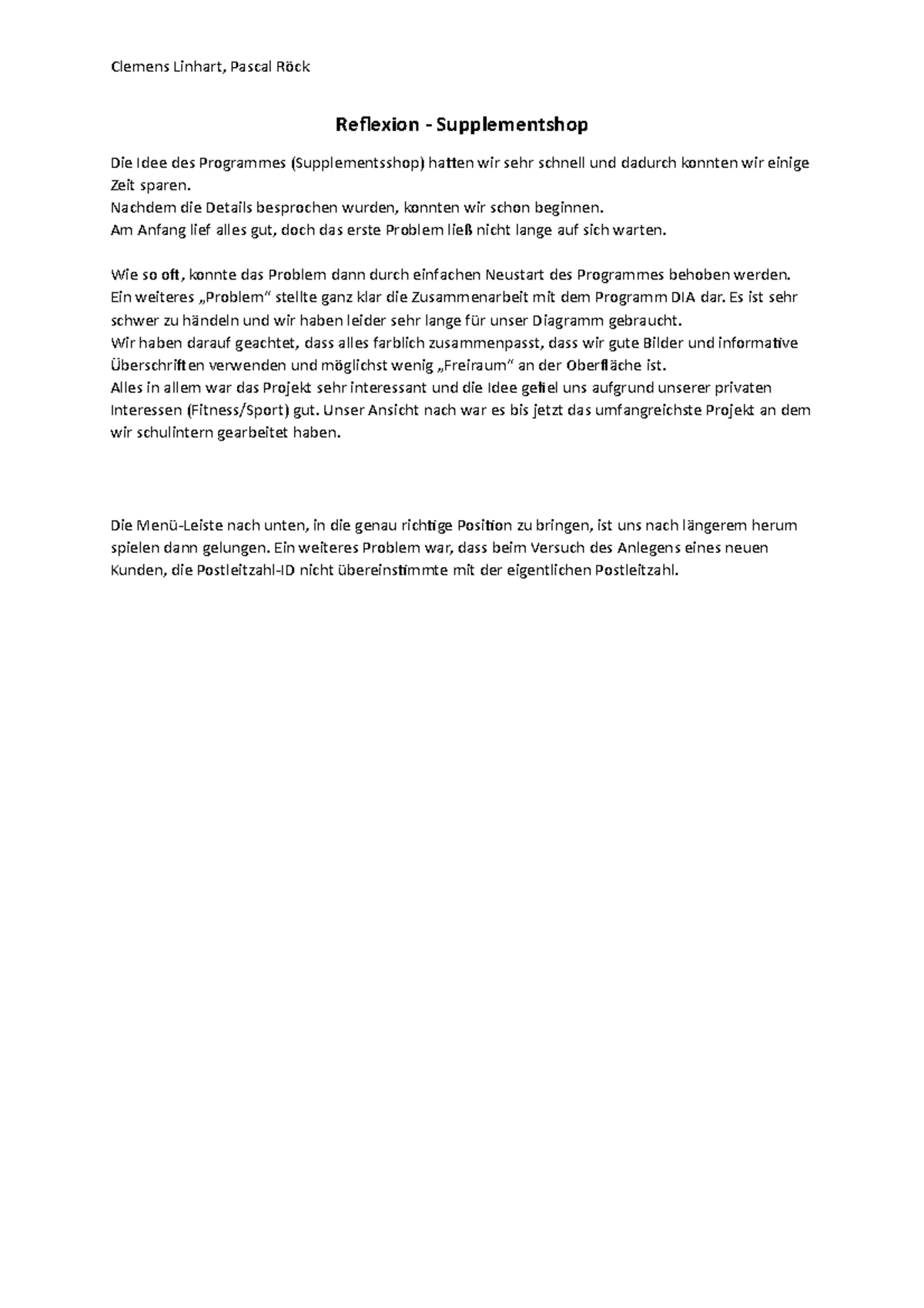 Reflexion Linhart Roeck - Clemens Linhart, Pascal Röck Reflexion ...