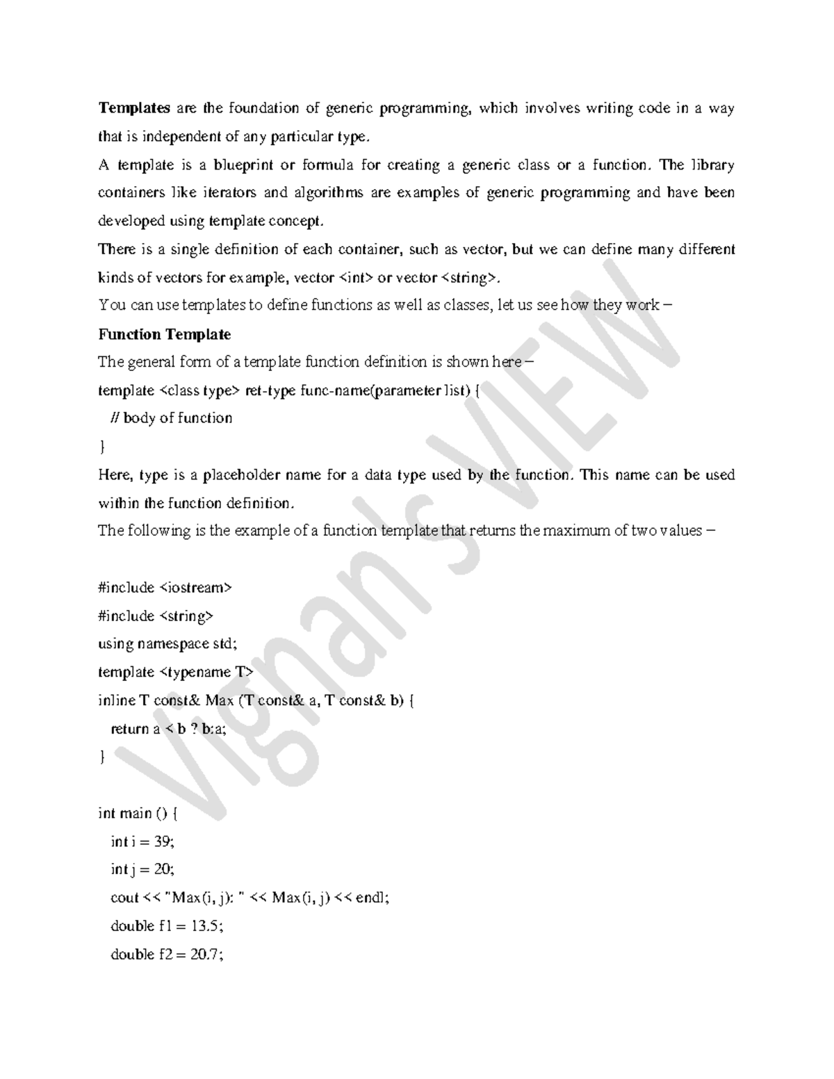 DS-UNIT II - notes - Templates are the foundation of generic ...