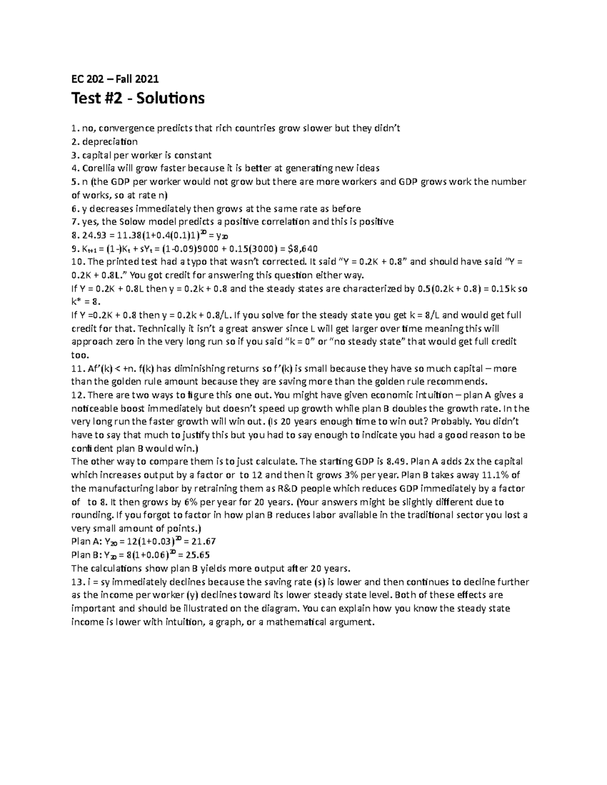 Test 2 - Ec202 Fall 21 - Solutions - EC 202 – Fall 2021 Test #2 ...