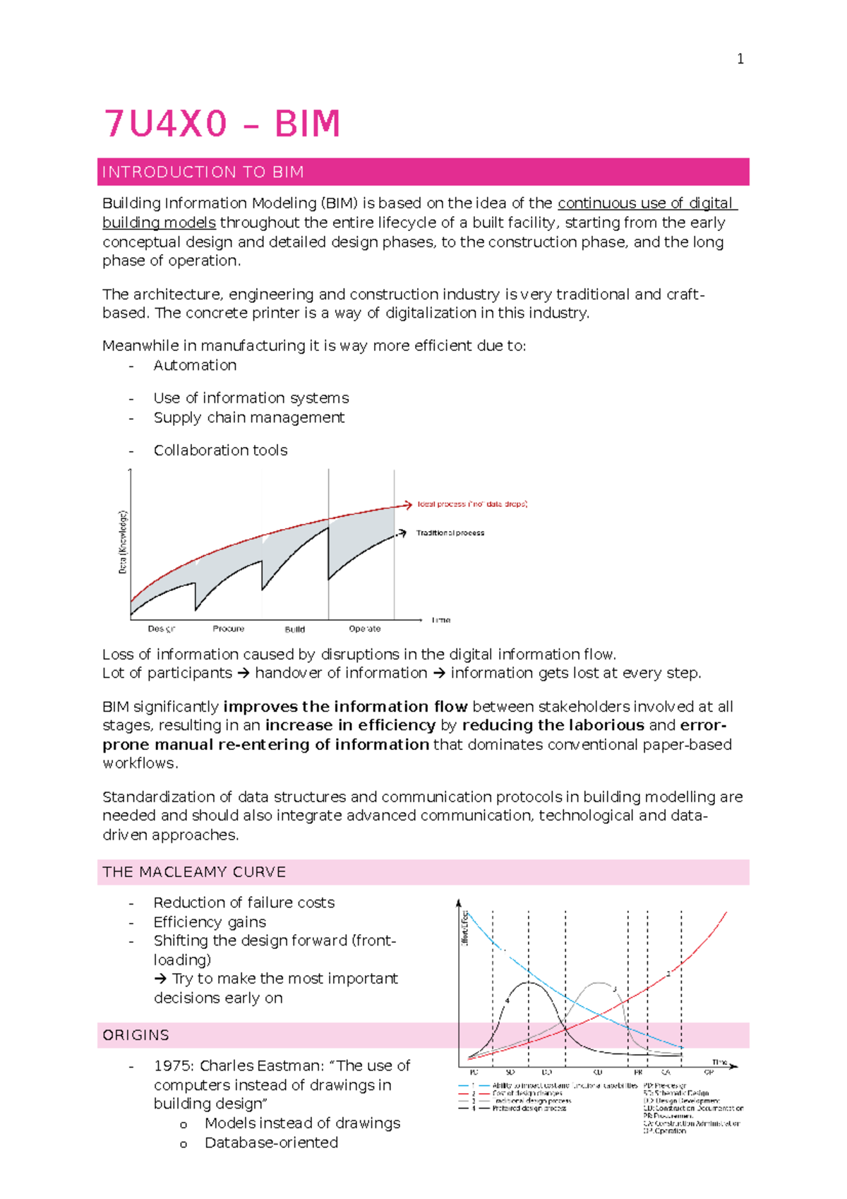 Lecture notes 7U4X0 BIM - 7U4X0 – BIM INTRODUCTION TO BIM Building ...