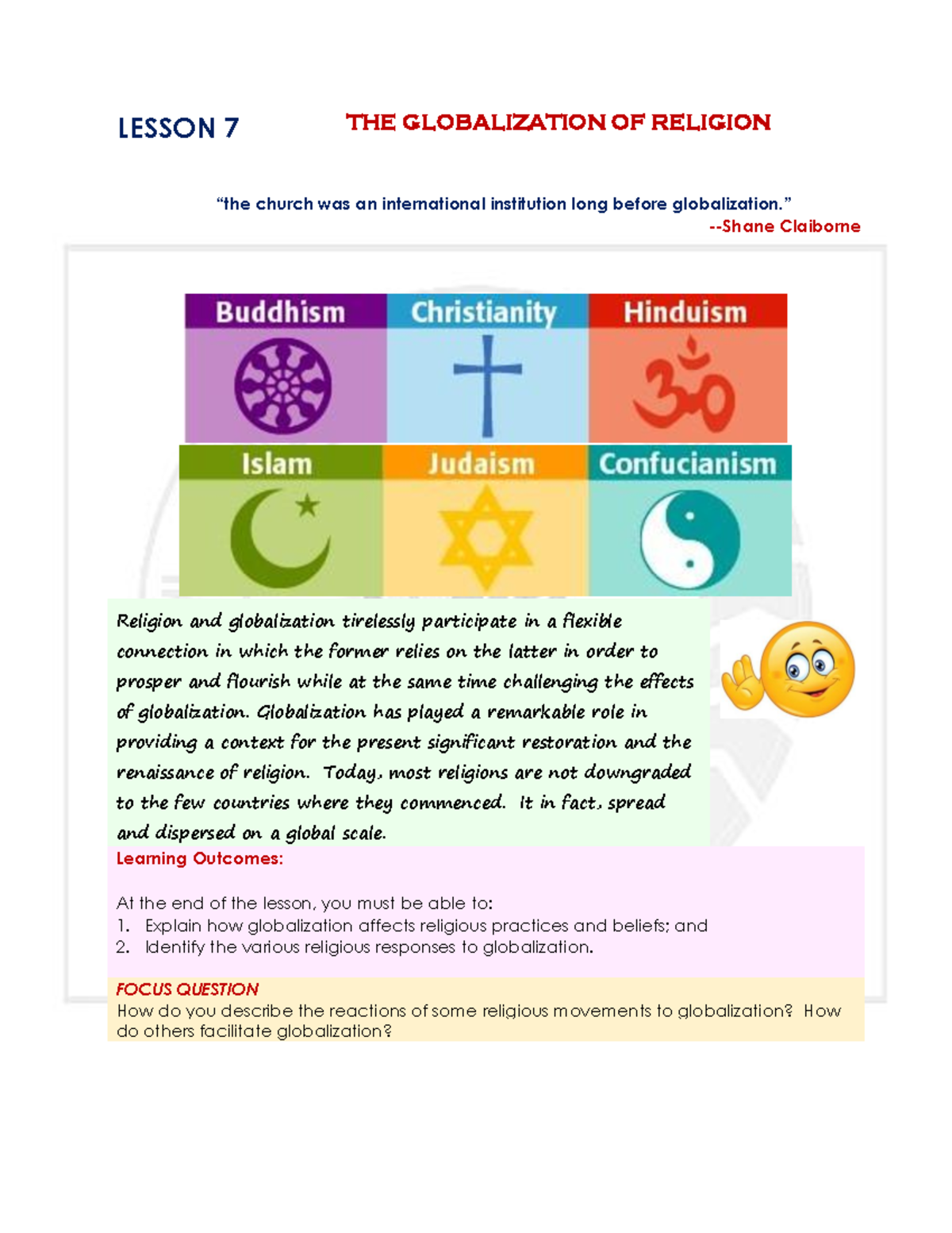 globalization of religion essay brainly