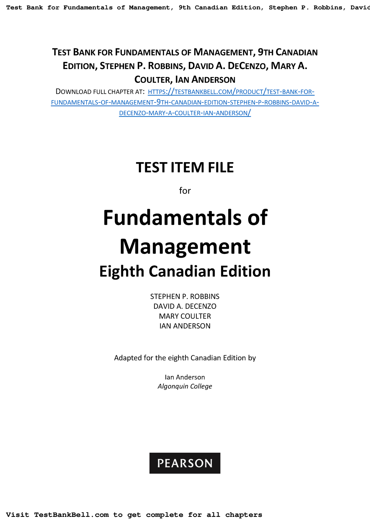 671569718 Test Bank For Fundamentals Of Management 9th Canadian Edition ...