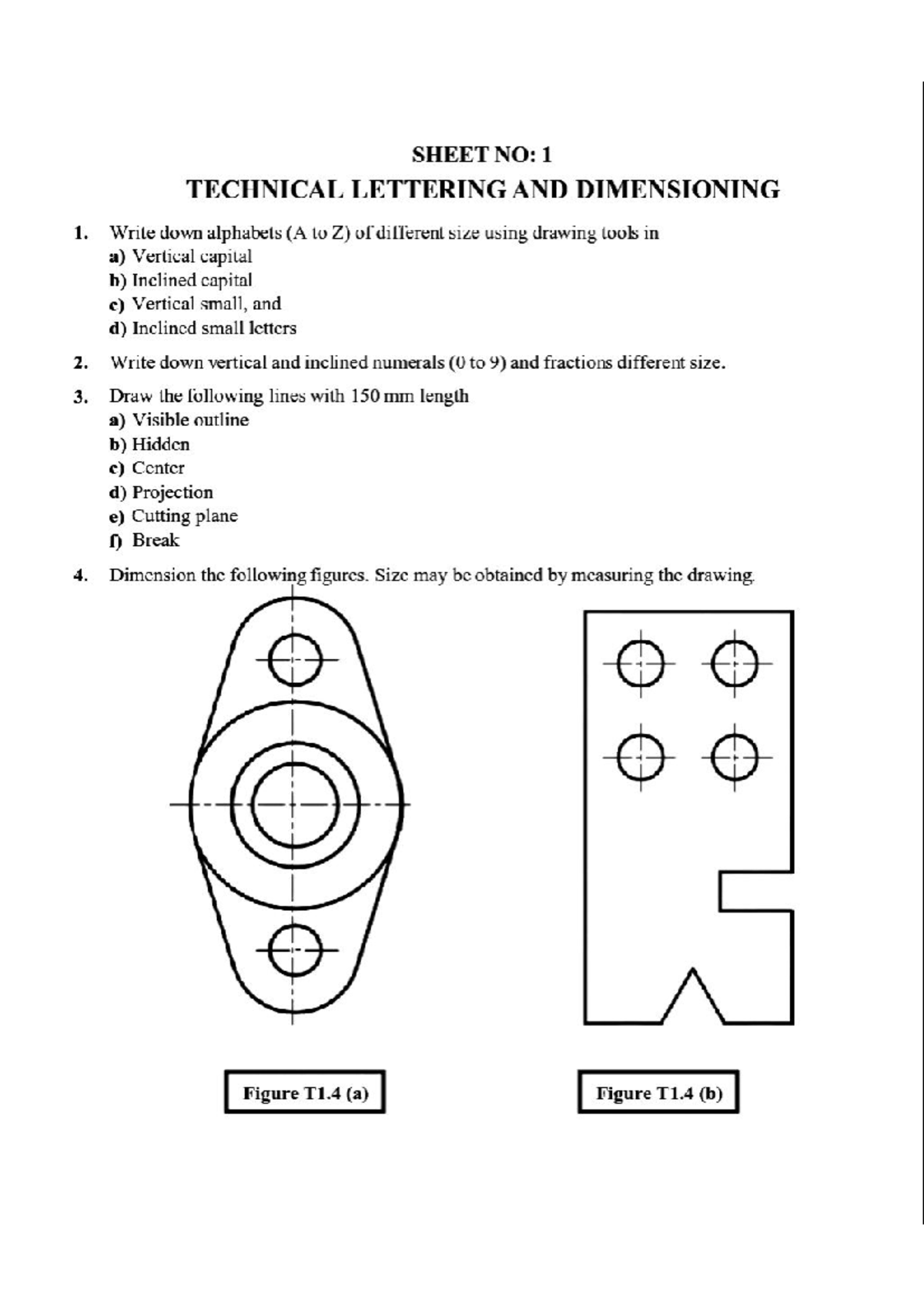 Tutorial Sheet of Engineering Drawing 1ST semester Civil - Civil ...