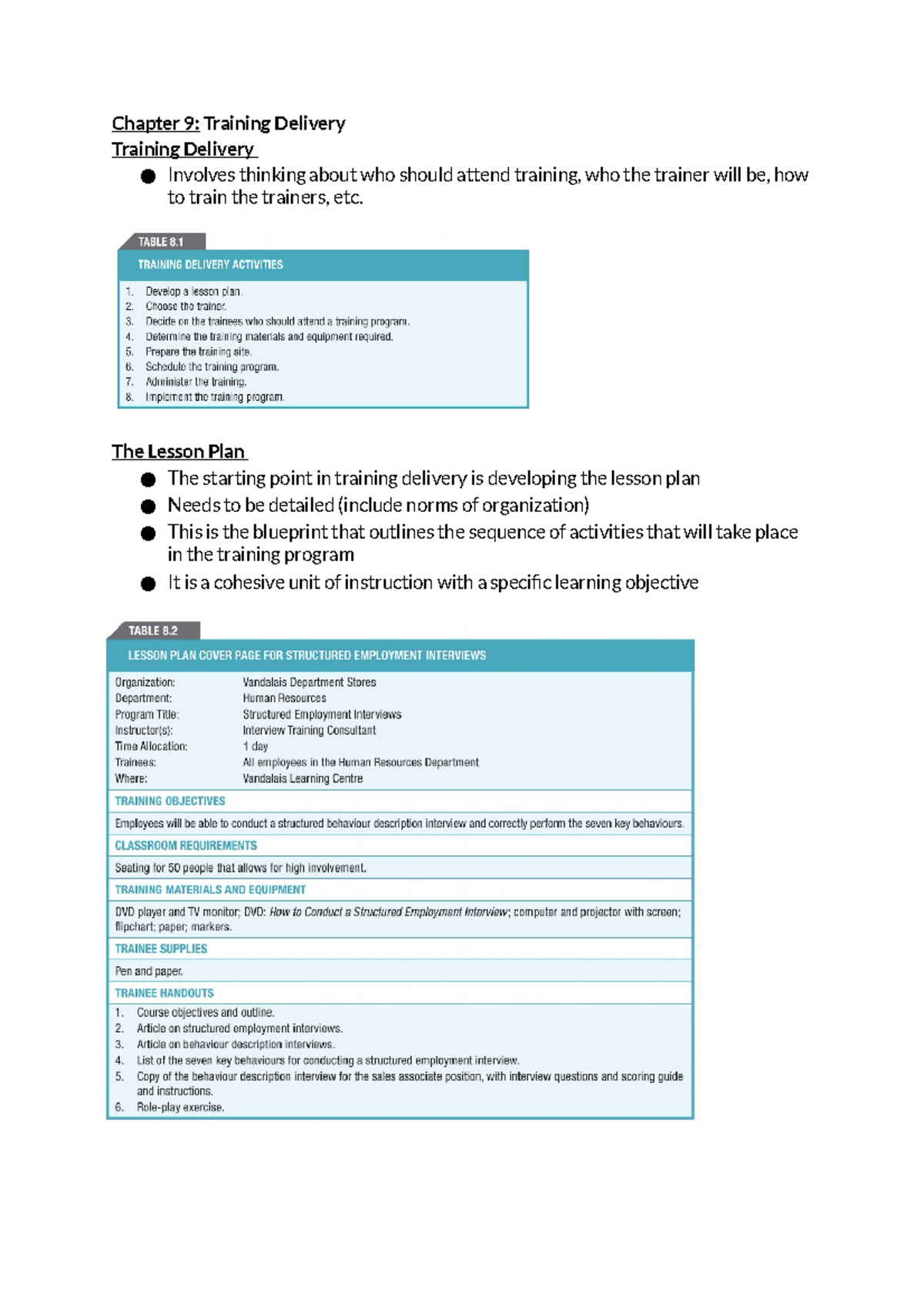 Training - Chapter 9 - Leadership 3440 Notes - Chapter 9: Training ...