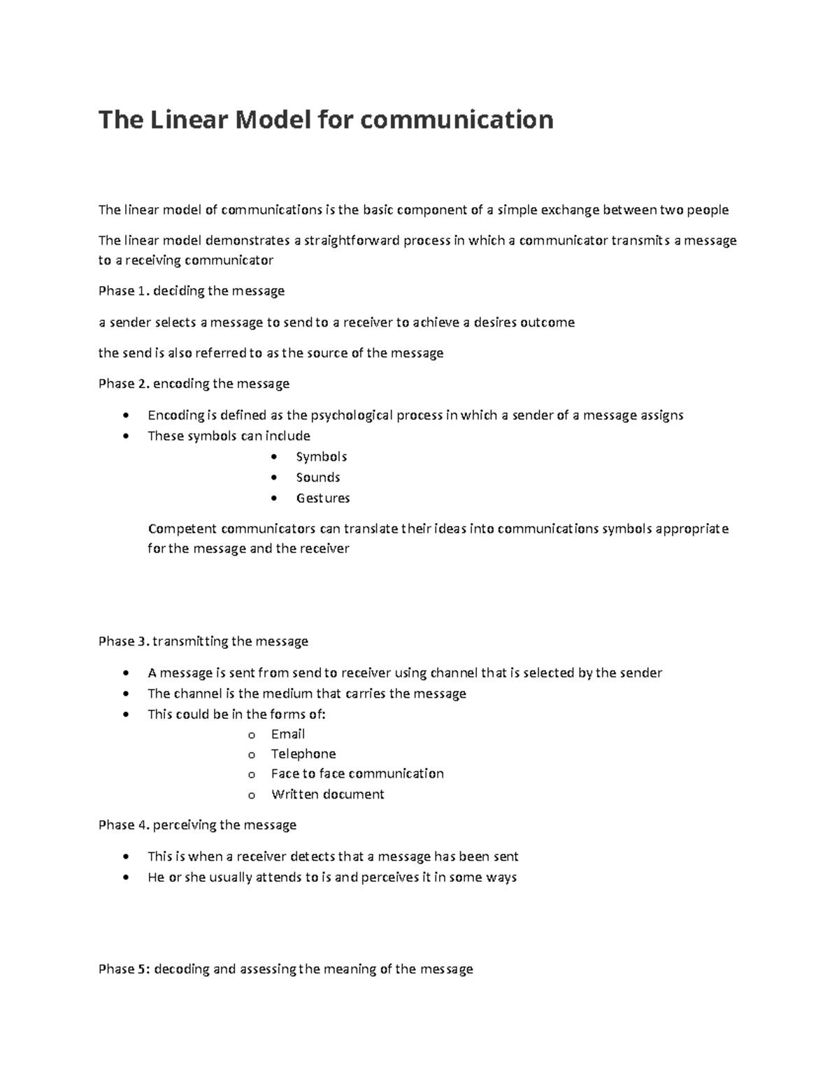 linear model of communication essay