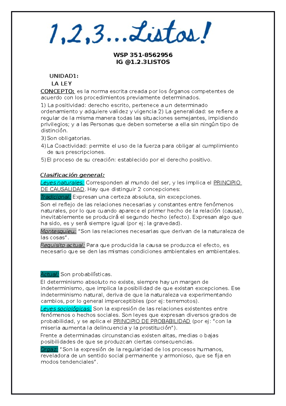Intro Uncuyo - IG @1.2 UNIDAD1: LA LEY CONCEPTO: es la norma escrita ...