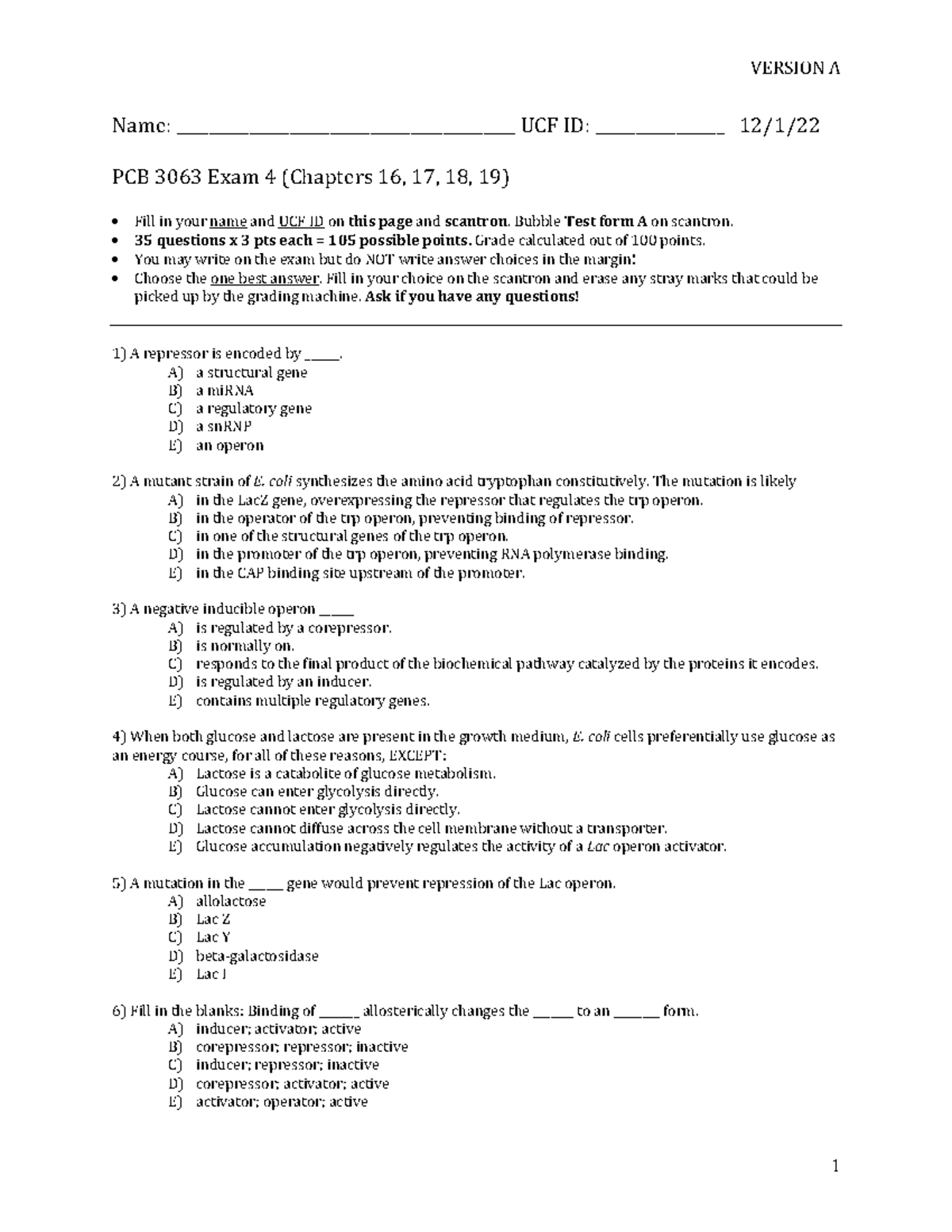 exam 4 Name __________________________________________ UCF