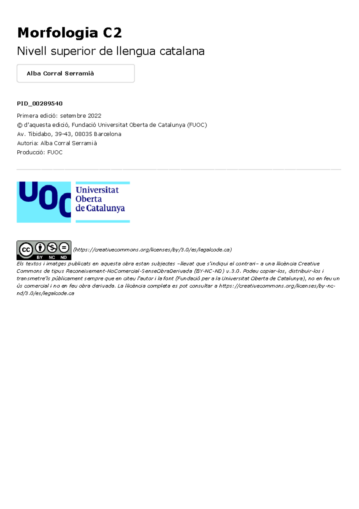 Morfologia C2 Preparació examen C2 català Alba Corral Serramià Morfologia C Nivell superior