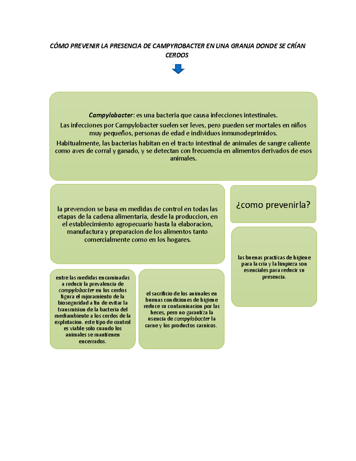 Esquema Nota 10 CÓMO PREVENIR LA PRESENCIA DE CAMPYROBACTER EN UNA