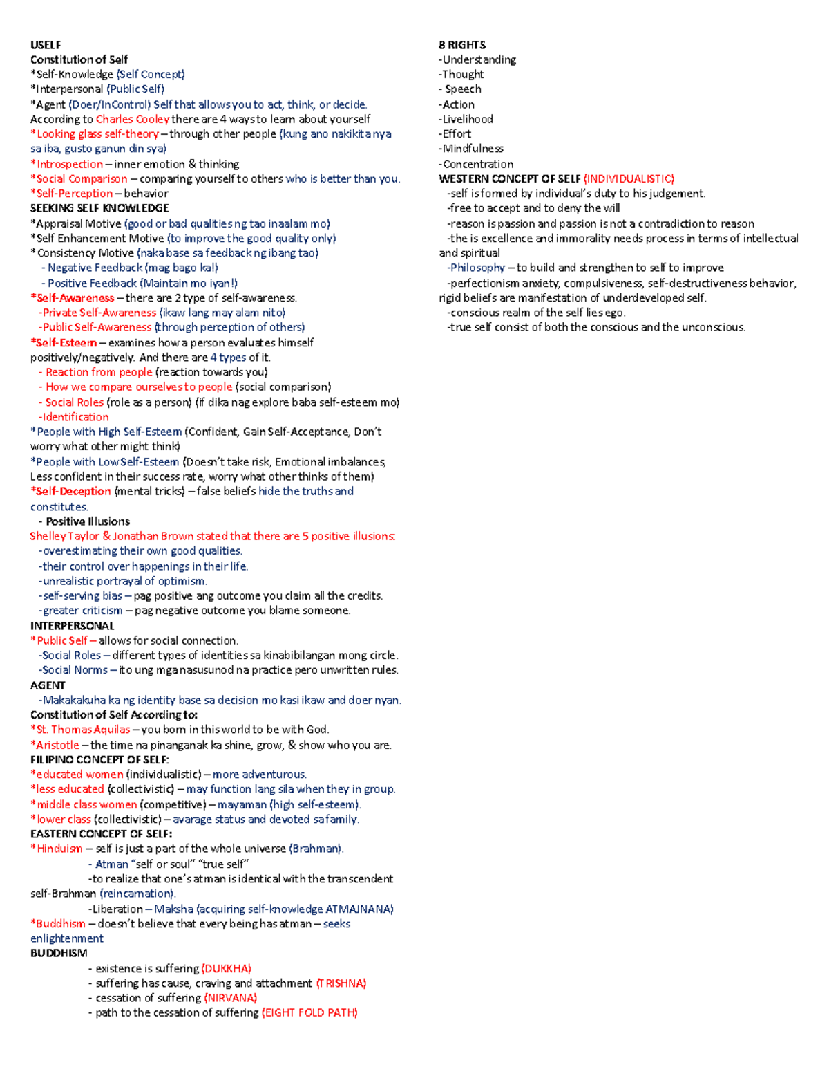 Uself - N/A - USELF Constitution of Self *Self-Knowledge (Self Concept ...