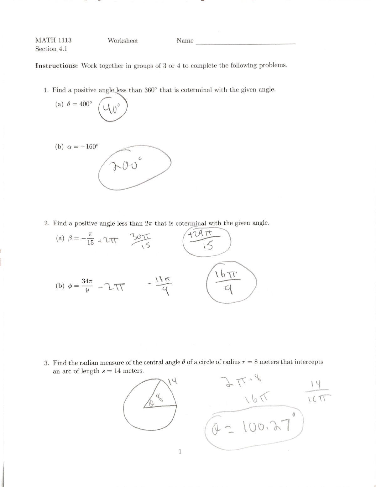 math medic pre calc lesson 1.4 homework