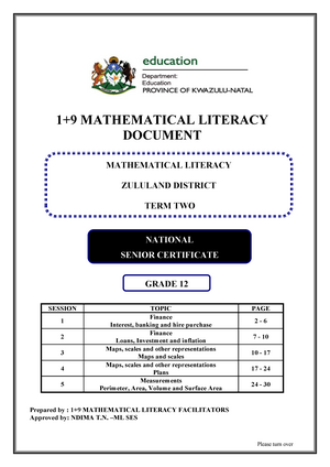 assignment grade 10 maths literacy memorandum