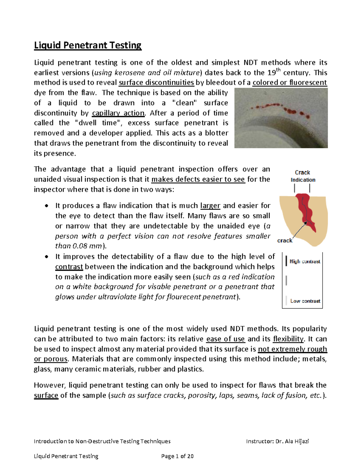 Liquid Penetrant Testing(NDT Method) - Introduction To Non-Destructive ...