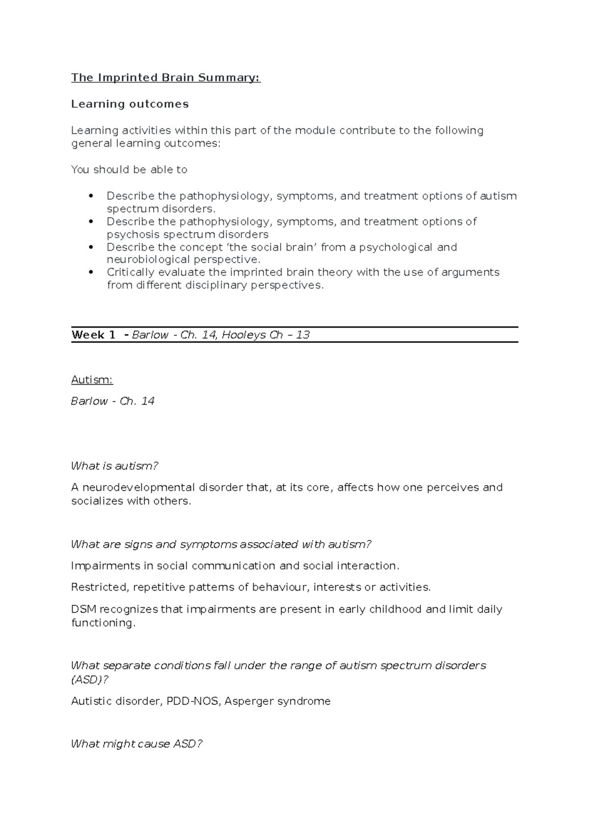 Samenvatting Imprinted Brain - The Imprinted Brain Summary: Learning ...