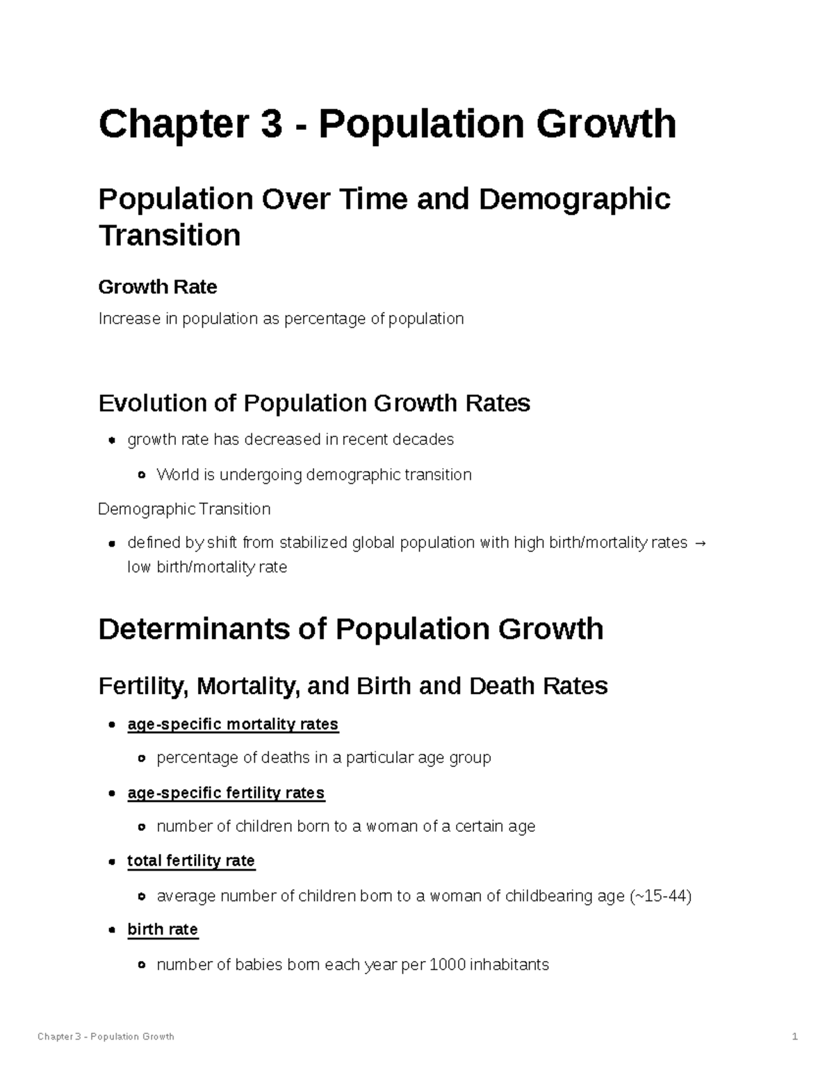 Chapter 3 - Population Growth - Chapter 3 - Population Growth 