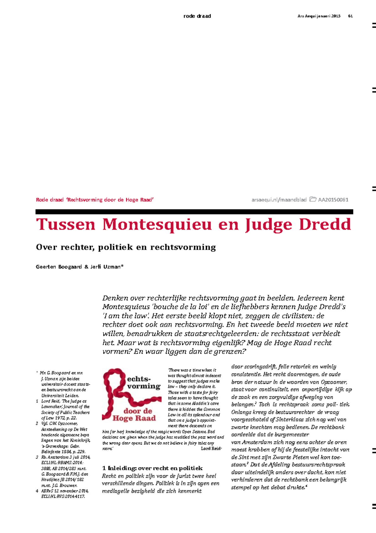 Tussen Montesquieu En Judge Dredd - Rode Draad Ars Aequi Januari 2015 ...