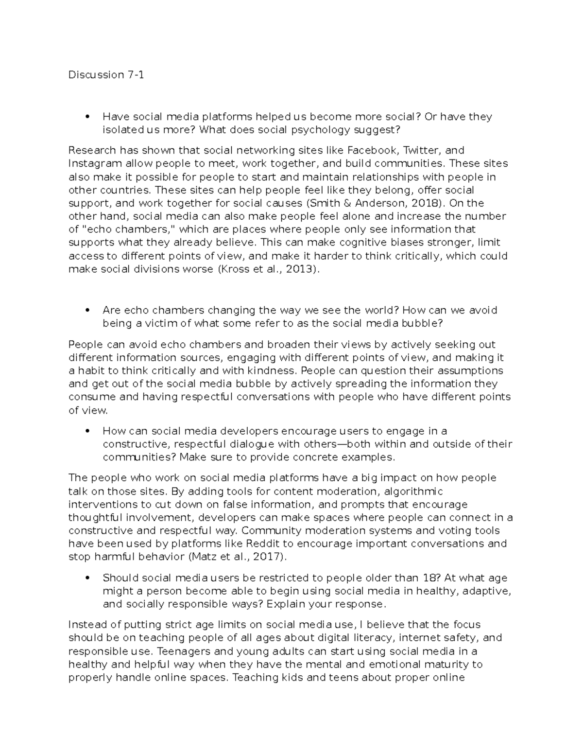 Discussion 7 - Please use a paraphraser if to copy - Discussion 7- Have ...