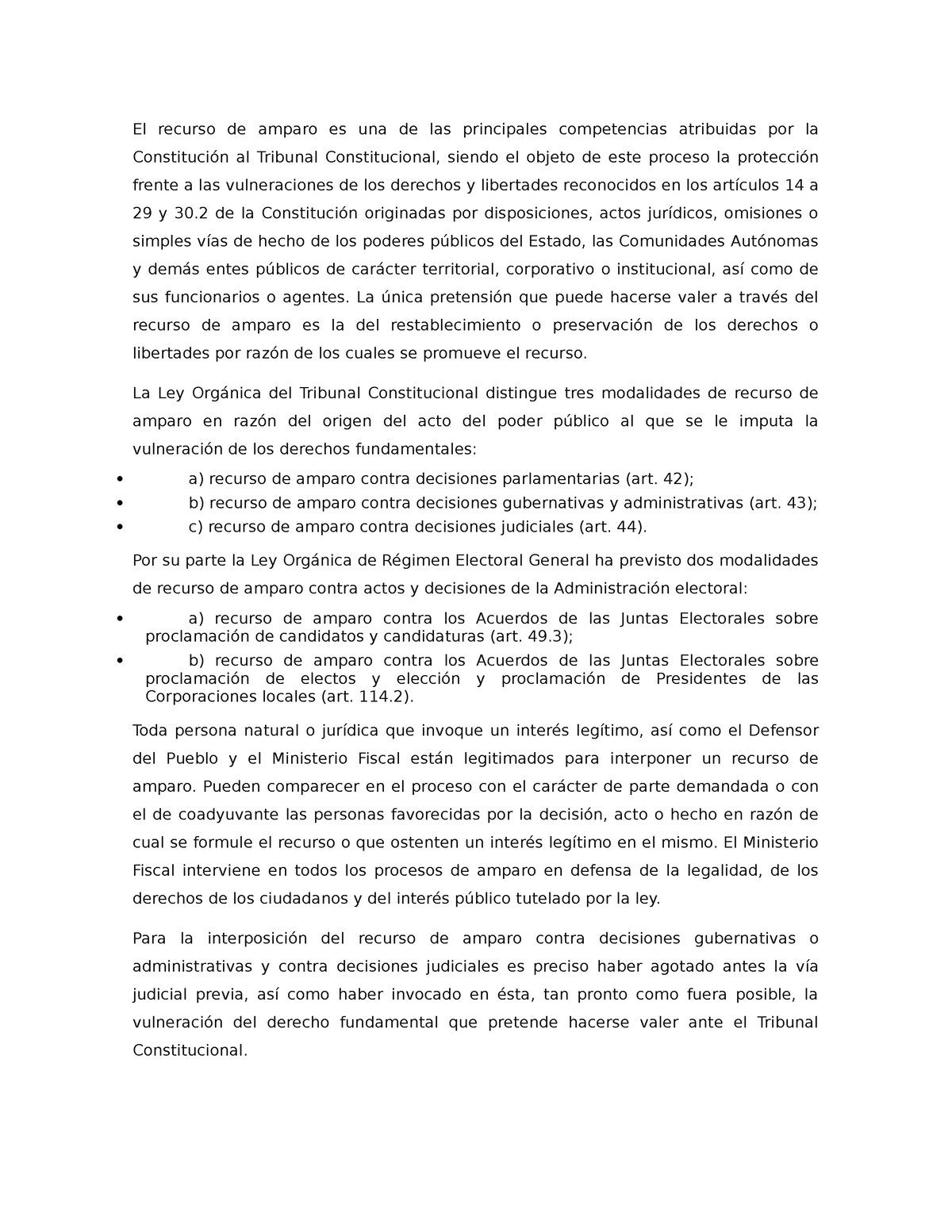 El Recurso De Amparo - La única Pretensión Que Puede Hacerse Valer A ...