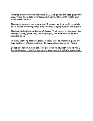 Poem - In forests deep and oceans wide, Where nature's beauty does ...